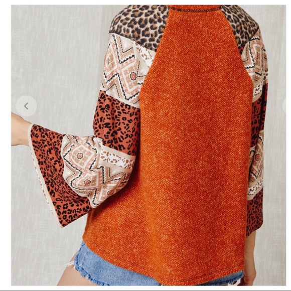 ✨LAST 1✨Leopard and Aztec print contrast tunic top - Picture 2 of 5